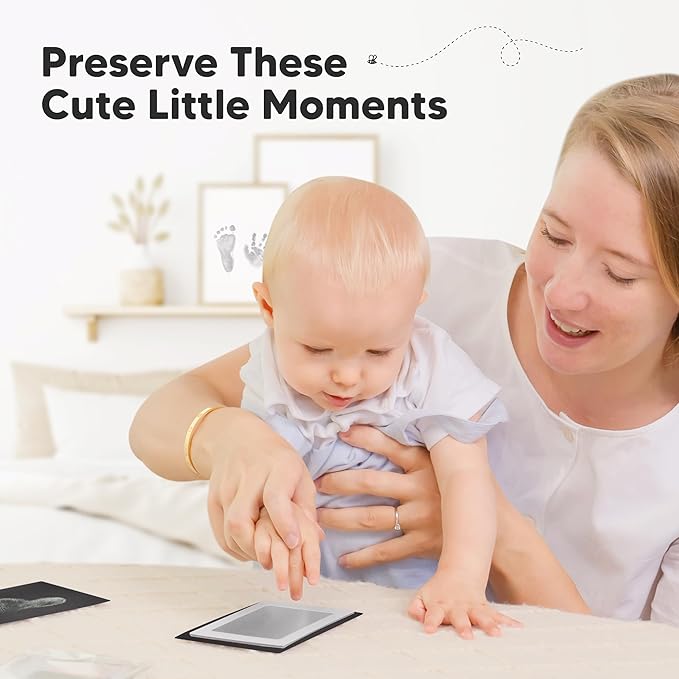 4-Pack Inkless Baby Hand and Footprint Kit - Mess Free Ink Pad for Newborn Keepsake, Dog Nose & Paw Print Kit, Clean Touch Ink Pad for Baby Hand & Footprints, Ideal New Mom Gifts (Gold/Silver)