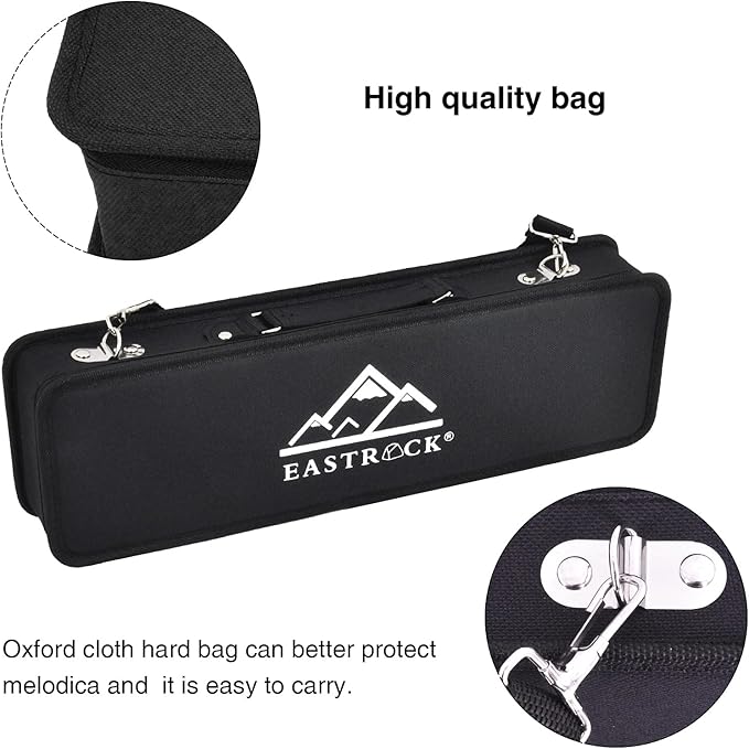 EASTROCK 32 Key Melodica Instrument Air Piano Keyboard Soprano Melodica with 2 Mouthpieces Tube Sets Carrying Bag for Beginners Adults Gift Black