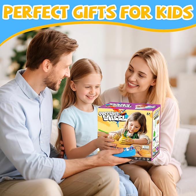 Vinkp Pottery Wheel for Kids - Complete Pottery Painting Kit Arts and Crafts for Kids Ages 8-12 with Air Clay Art Supplies for Girls Boys Toys Birthday Christmas Gifts for 6 7 8 9 10 11 12 - Blue