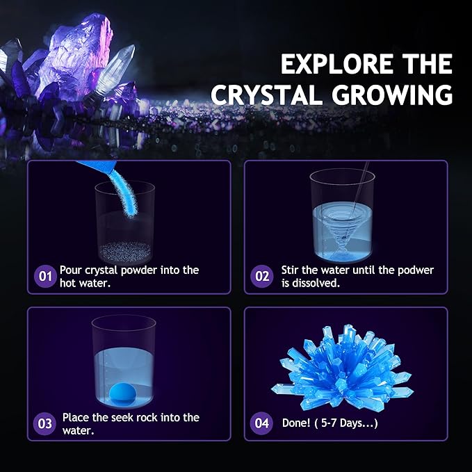 Japace Earth Science Kits for Kids Age 4-6-8-12-14, Birthstone Gemstone Dig Kit, Geology Kit with Break Your Own Geodes, Crystal Growing Experiment, Rock Mining Kit Birthday Gifts Toys for Boys Girls