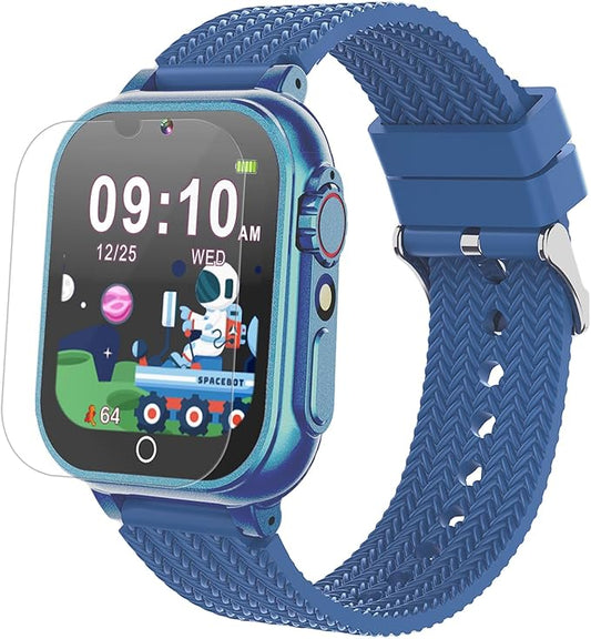 Goodatech Kids Smart Watch for Boys Girls, 1.54'' Smartwatch with 26 Puzzle Games,HD Camera,Video Music Player,Pedometer,Flashlight,Audio Book etc., Aluminum Case and Sport Band (Blue)