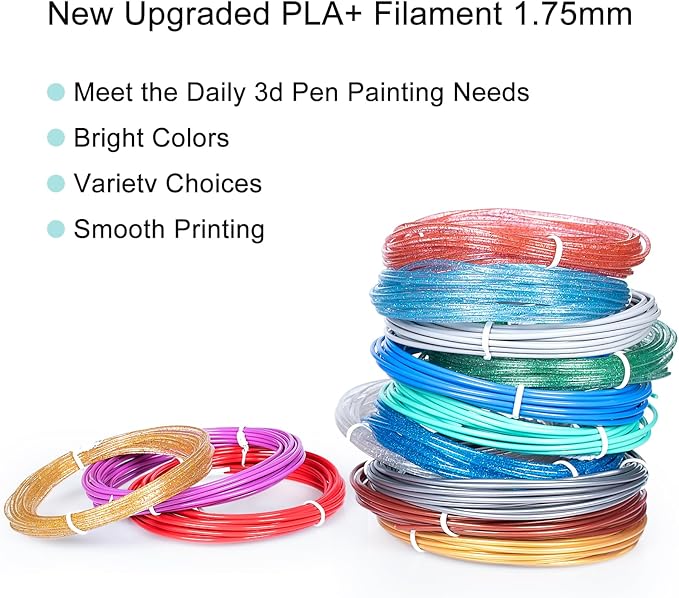 18 Colors 3D Pen Filament Refills Compatible with SCRIB3D MYNT3D PIKA3D 3D Pen for Kids Per Color 10Feet 1.75mm PLA 3D Printing Pen Filament Refills, NOT FIT 3Doodler Start Pen