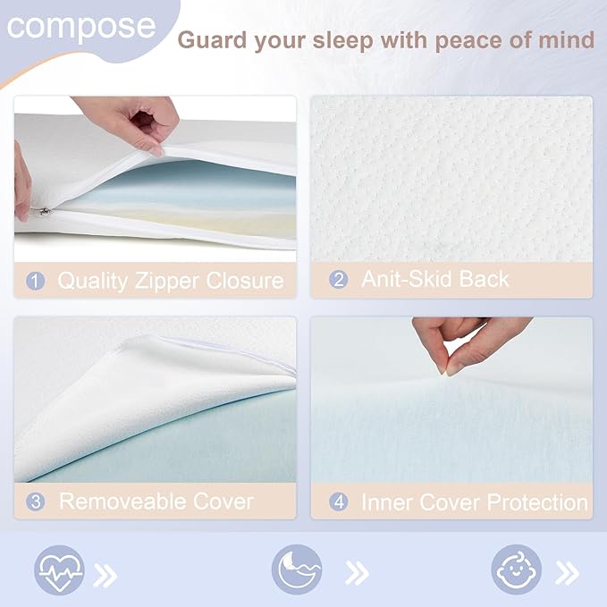NeoBorn Baby Bassinet Mattress Pad, 32" x 16" Dual Sided Comfort Gel Memory Foam Mattress with Removable Breathable Soft Tencel Cover Fit for Dream On Me Karley Bassinet