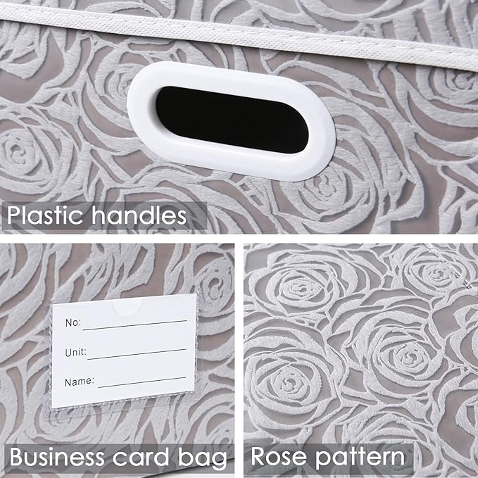 PRANDOM Jumbo Collapsible Storage Boxes with Lids Fabric Decorative Storage Bins Cubes Organizer Baskets with Cover Handles Divider for Bedroom Closet Living Room 23.2x15.7x11.6 Inch 3 Pack