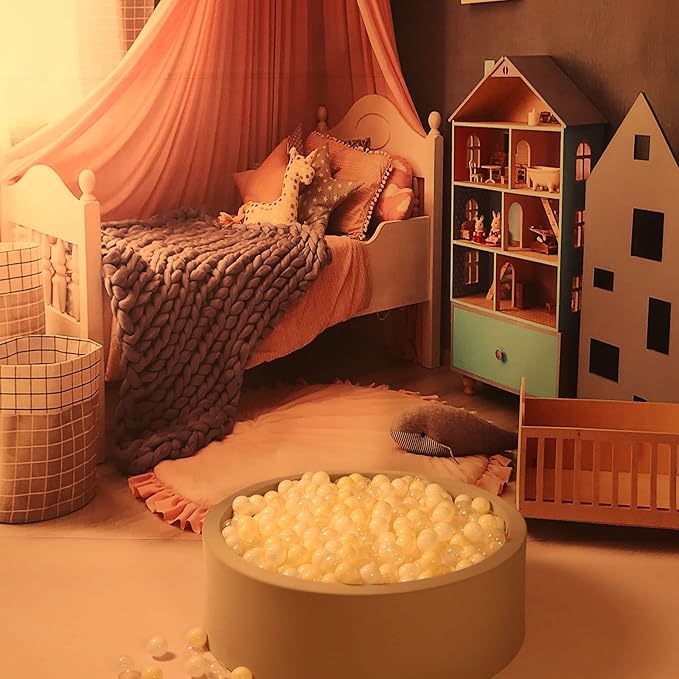 GOGOSO Ball Pit Balls Plastic Playballs for Baby Toddlers Kids Boys Girls Playhouse Decor Play Pool Fun Phthalate-Free BPA-Free Bath Toy White Beige Transparent,100 Balls