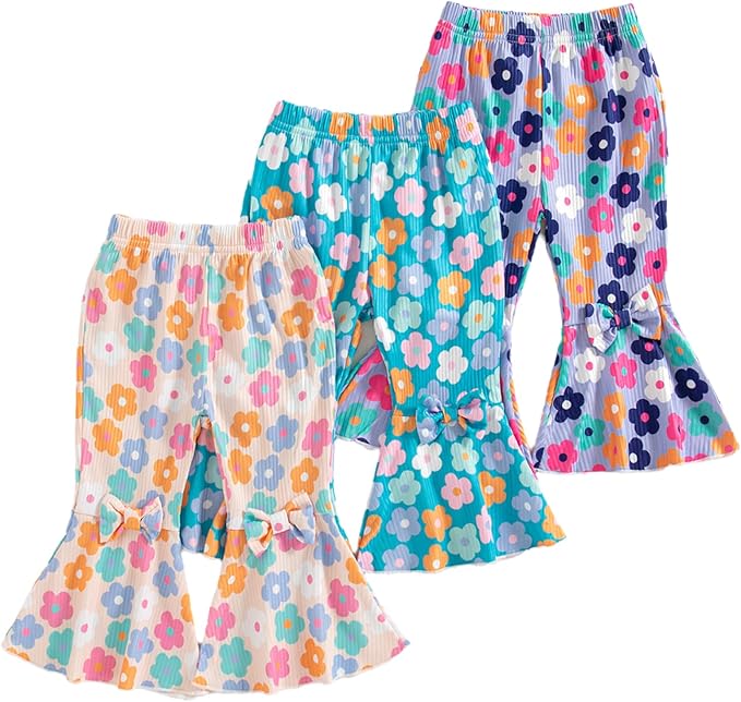 Mioglrie Baby Girls Pants Toddler 3 6 9 12 18 24 Months Leggings Newborn Girls Flared Leggings Infant Bell Bottom Pants
