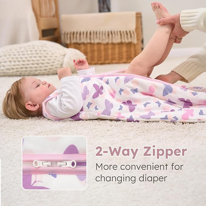 Yoofoss Baby Sleep Sack 0-6 Months, 1.5 Tog Baby Wearable Blanket with 2-Way Zipper, 100% Cotton Organic Fabric Winter Infant Sleeping Sack, Warm Soft Comfy