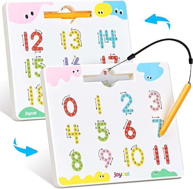JoyCat Double-Sided Magnetic Number Tracing Board - 2-in-1 Numbers 1-20 Writing Toys for Toddlers & Kids, Preschool Math Manipulatives, Kindergarten Educational Learning Gifts for 3-5 Year Olds