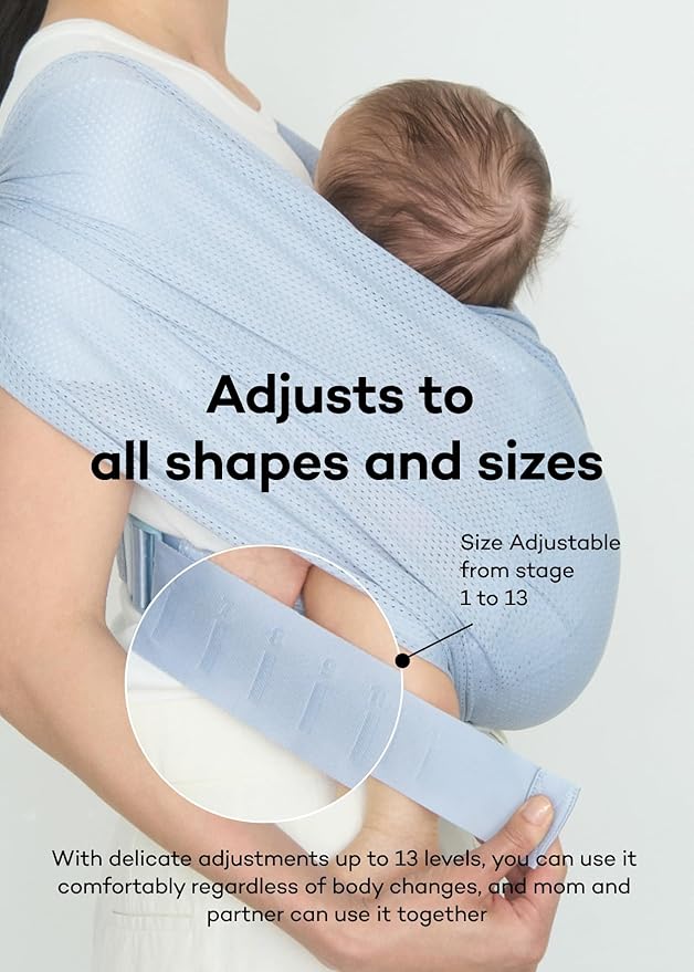 Konny Baby Carrier Flex AirMesh with Head Support- Adjustable, Easy to Wear Baby Wrap Sling, Perfect for Newborn Babies Essentials up to 44 lbs (XS-XL) -Charcoal