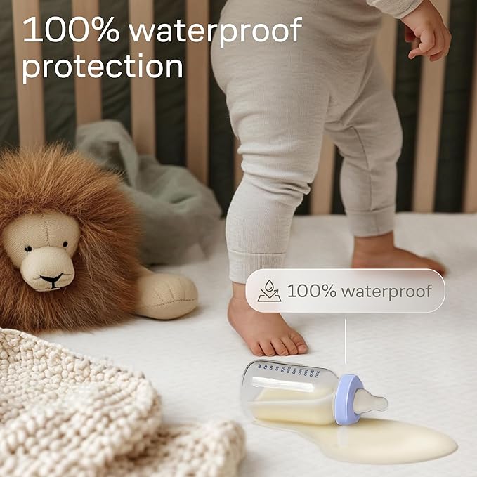 Niagara 1 Pack Viscose Made from Bamboo 100% Waterproof Crib Mattress Protector, Soft Breathable Crib Mattress Protector with Deep Pocket, Crib Mattress Pad for Toddler and Baby (52x28, White)