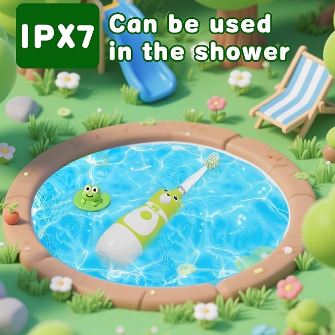 Kids Battery-Powered Electric Toothbrush for Toddler Ages 2-10, Extra Soft Bristles with 3 Cleaning Modes, 2-Min LED Timer IPX7 Waterproof Deep Clean