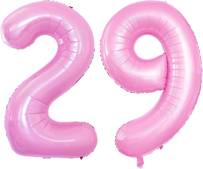 GOER Number 29 Balloons for 29th Birthday Party Decorations,42 Inch Jumbo Foil Helium 92 Balloons for 92nd Birthday Party Decoration (Light Pink)