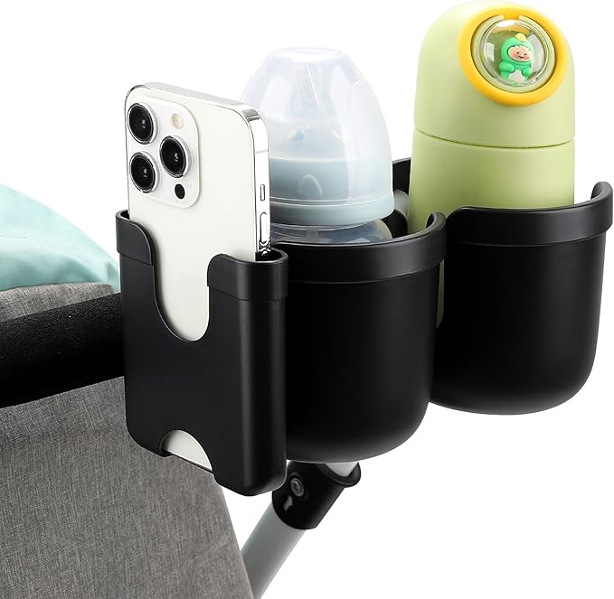 Accmor Stroller Cup Holder with Phone Holder, Bike Cup Holder, Universal Cup Holder for Uppababy Nuna Doona Strollers, 2-in-1 Cup Phone Holder for Stroller, Bike, Wheelchair, Walker, Scooter