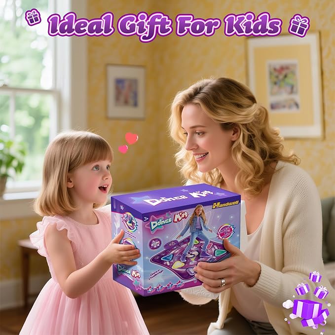 Dance Mat for Kids, Light-up 6-Button Dance Pad with Wireless Bluetooth & 5 Game Modes, Toddler Electronic Dance Mats Musical Dancing Toys Christmas Birthday Gifts for Boys Girl Aged 3 4 5 6 7 8 9 10+