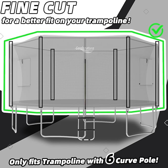 Gardenature 10FT/12FT/14FT Trampoline Tent(Tent Only), Fit Round Trampolines, Shade Cover with LED Light, Outdoor Trampolien Accessories, Anti-Tear, Beige