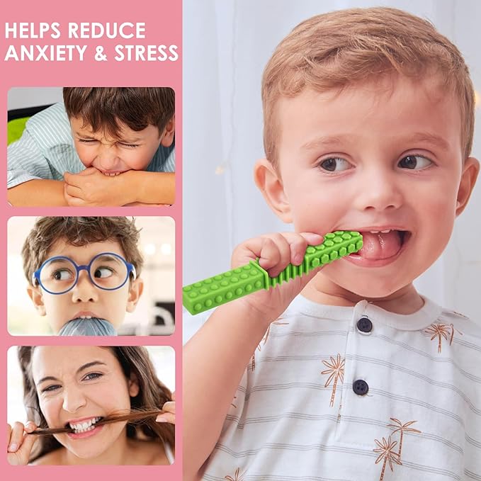 ERKOON Sensory Chew Toys for Autistic Children, 4 Pack Silicone Chewy Tube Oral Motor Tools for Sensory Kids with Autism, Biting, ADHD, SPD, Chewies with Special Needs, Teething Sticks Toys (4 Pack#1)