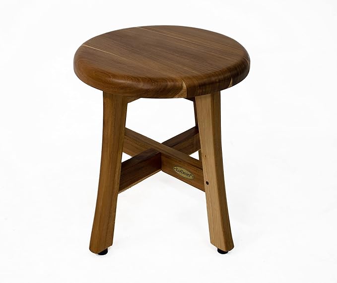 EcoDecors Shoji 12 Inch, 13 inch T, Perfect Height for Shaving Waterproof Teak Wood Shower Bench Stool Seat Chair for Inside Shower Storage Provides Safety, and Storage for Bathroom Accessories