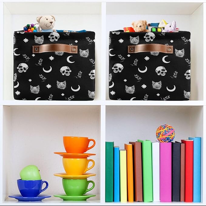 Gothic Pattern Storage Bins Collapsible Shelf Basket Cube with Handle for Nursery Bedroom Bathroom