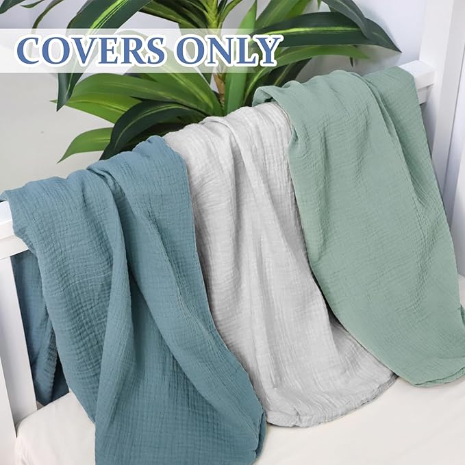 Hooyax Muslin Baby Lounger Cover Soft Organic Cotton Slipcover Fits Newborn Lounger for Baby Boys and Girls (Light Gray)