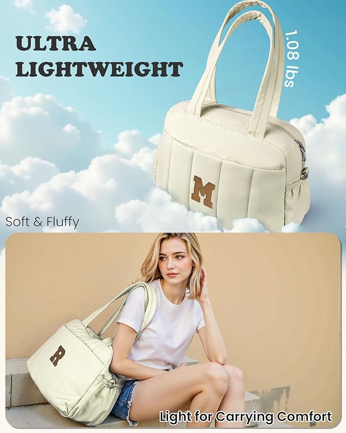 Duffle Bag for Travel Women, Travel Bags，Bridal Shower Gifts-Initial Overnight Bag with Wet Pocket，Lightweight Weekender Bags Personalized Gym Tote with Makeup Pouch