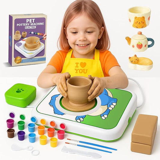 Pottery Wheel for Kids, Ceramic Art Pottery Painting Kit for Kids Ages 3-12