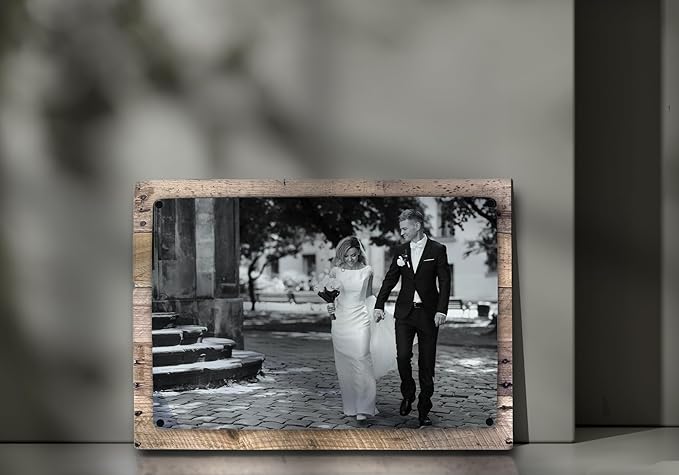 MUNDAZE Custom Portrait Metal Print on Reclaimed Wood Pallet Frame – Personalized Family Photo Gift – Glossy Aluminum Wall Art Keepsake – Made and Shipped in USA (12 x 12)