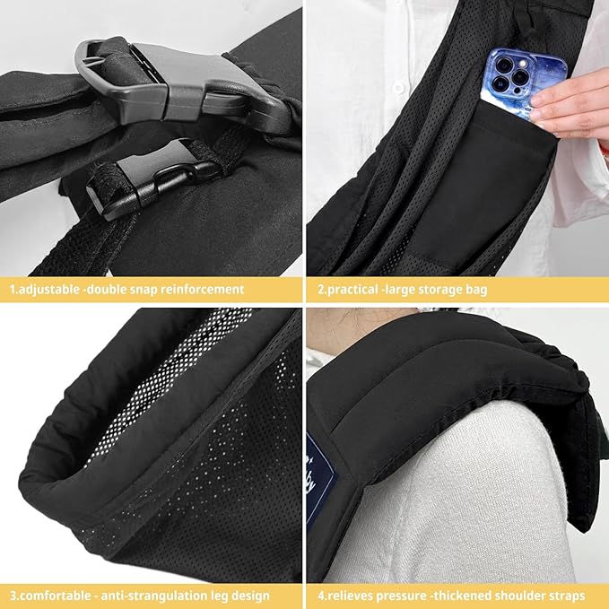 CUBY Mesh Baby Sling Carrier, Breathable Lightweight Baby Wraps Sling with Adjustable Strap Storage Bag- Easy to Wearing Front Baby Slings for Newborn Infant Toddler Carry Up to 40lbs (Black Mesh)