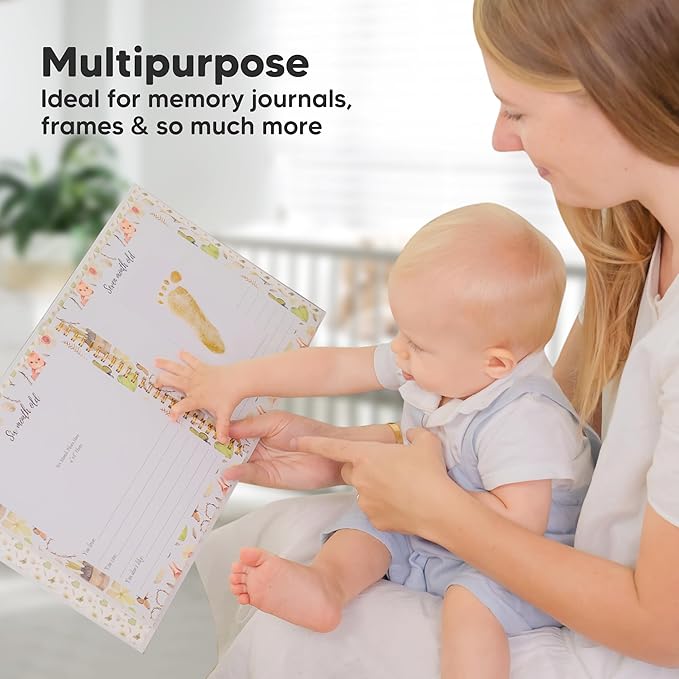 4-Pack Inkless Baby Hand and Footprint Kit - Mess Free Ink Pad for Newborn Keepsake, Dog Nose & Paw Print Kit, Clean Touch Ink Pad for Baby Hand & Footprints, Ideal New Mom Gifts (Gold/Silver)