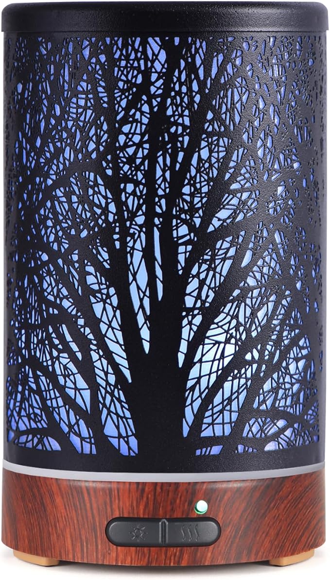 Essential Oils Diffuser for Home,150ML Aromatherapy Diffuser,Birthday Gifts for Women mom,Metal Cool Mist Humidifier with 7 Colors Lights Waterless Auto Off Air Diffusers(Tree)