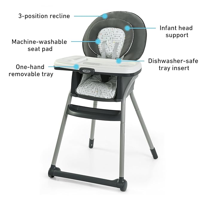 Graco® Table2Table LX 6-in-1 Highchair, Arrows with Infant Head Support & One-Hand Removable Tray