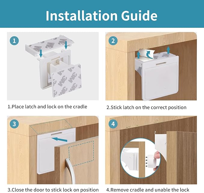 15 Pack Magnetic Cabinet Locks Baby Proofing - Safeasy Child Safety Latches for Cabinets, Drawers & Cupboards - Quick-Adhesive Installation (15 Locks + 2 Keys)