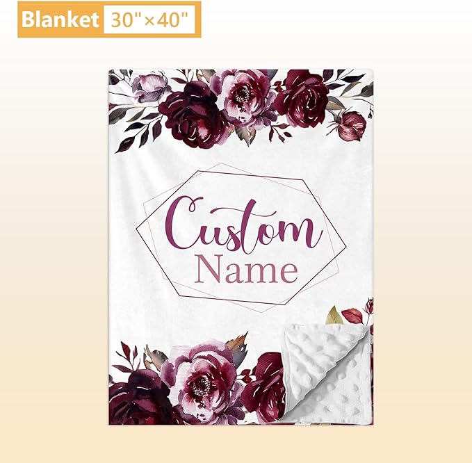 Personalized Crib Bedding Set, 5 Pcs Custom Nursery Bedding Sets with Name, Infant Bedding Set for Baby Girls, Purple Flower Double Layer Baby Crib Set, Babies Toddlers Kids Customized Gifts