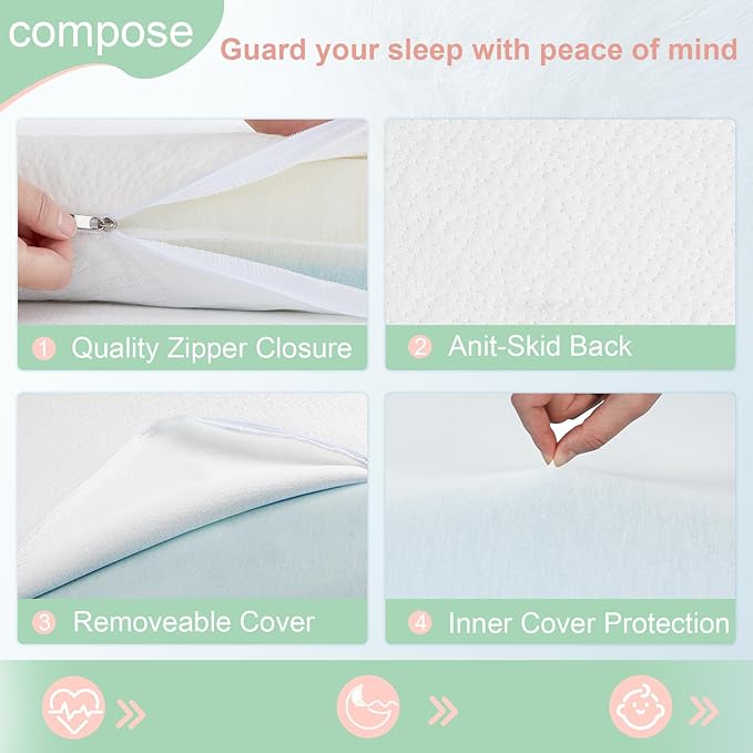 ANGELBLISS Pack and Play Mattress, 38 x 26 Pack N Play Mattress for Baby and Toddlers, Gel Memory Foam Mattress with Removable Cover, Dual Side Premium Playpen Mattress, BM-01