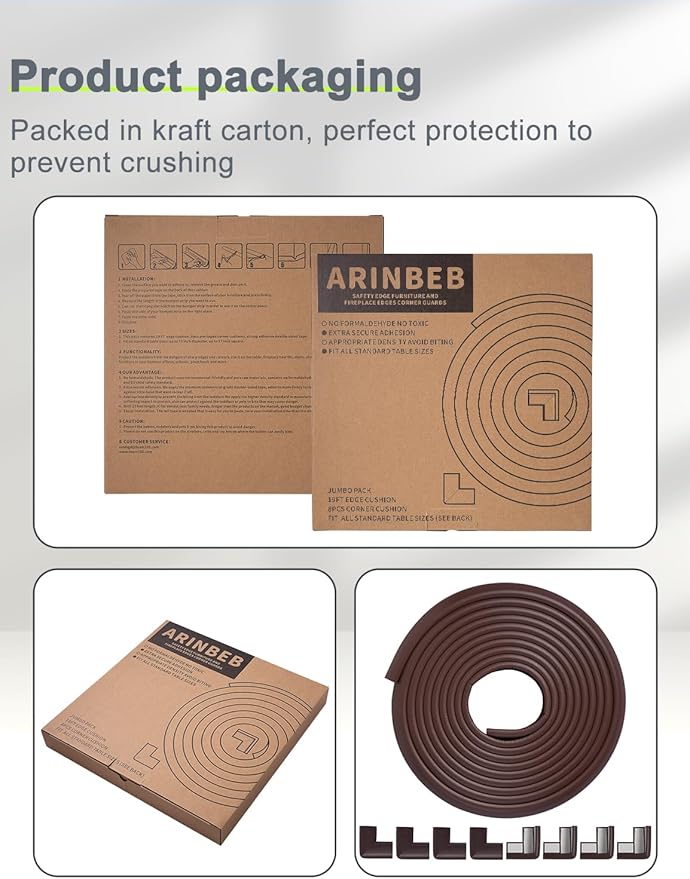 Foam Corner Protector Edge and Corner Guard, with 19 feet Length Foam Safety Bumpers, Baby Proofing Safety Table Corner Protectors (Coffee)