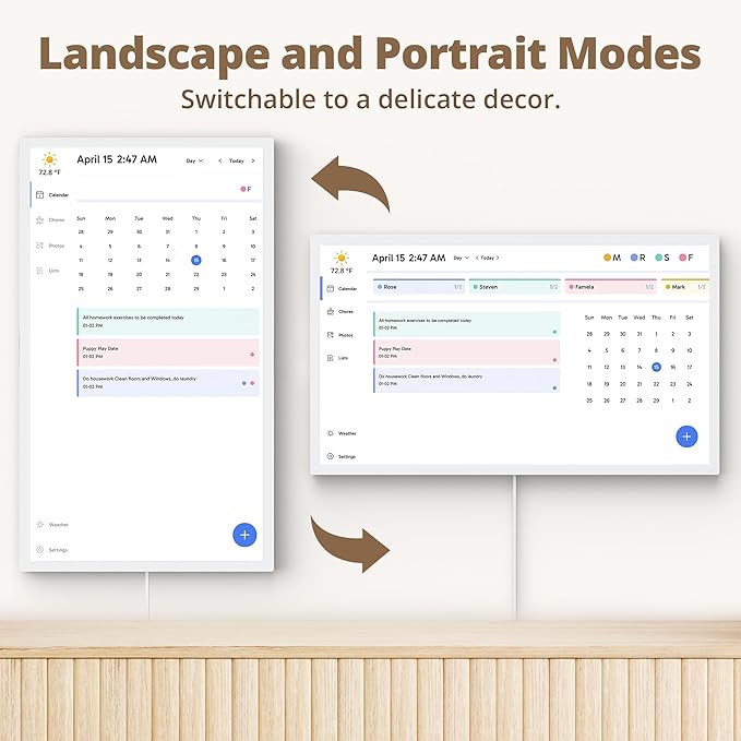 32" Digital Calendar Chore Chart – 1080P Full HD Interactive Touchscreen, Smart Family Planner, Hearth Display Digital Wall & Desk Mountable for Seamless Scheduling