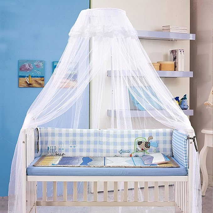 STOBOK Mosquito Net for Bed, Bed Canopy for Girls King Canopy Bed Curtains Elegant Dome Bed Netting Infant Mosquito Net Crib Bed Canopy Breathable See Through Mosquito Netting (White)