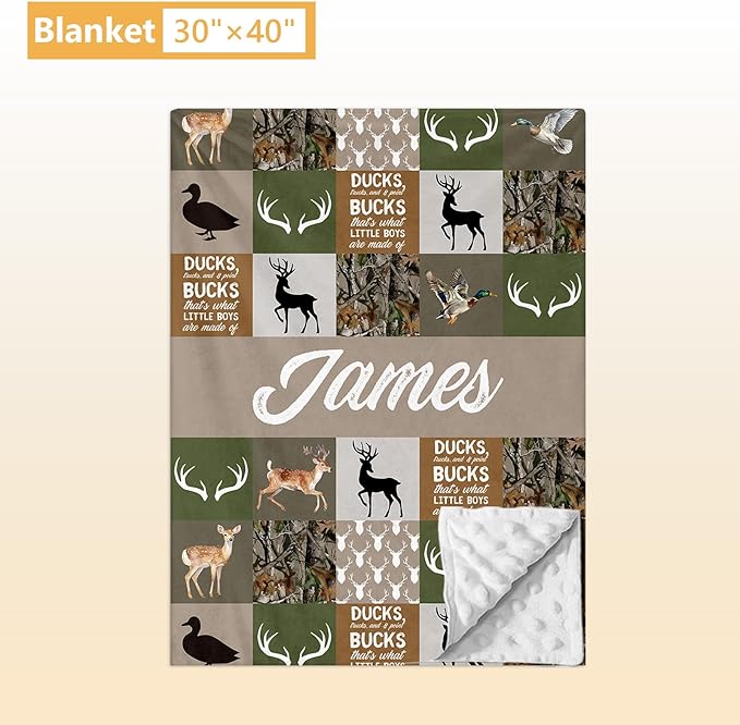 Custom Baby Crib Bedding Set, 5 Pcs Personalized Name Baby Crib Sets for Infant Toddler, Green Woodland Deer Nursery Bedding Set for Boys Girls, Double Layer Baby Bedding Sets Customized Gifts