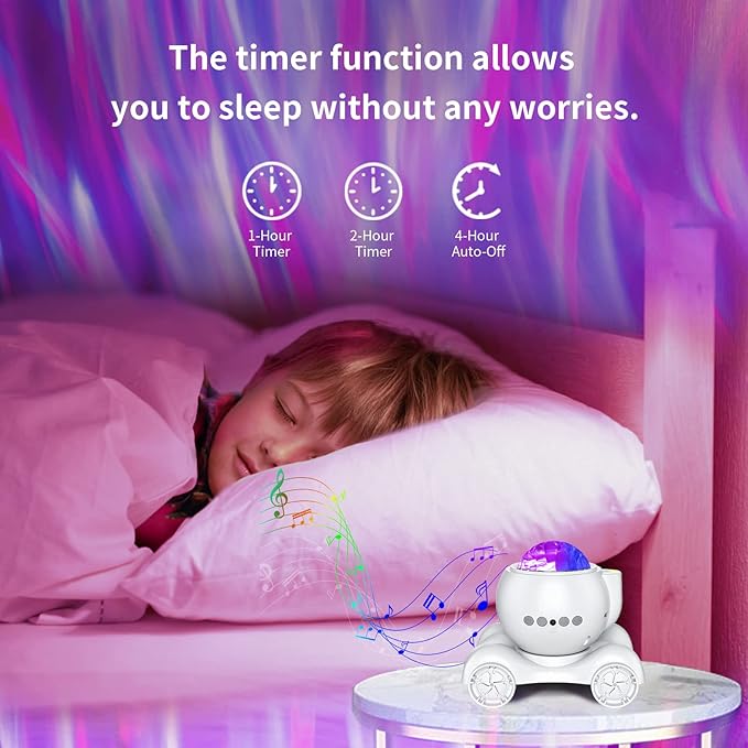 ENOKIK Northern Light Projector, Aurora Star Projector Built-in Bluetooth Speaker, White Noise Machine for Kids Adults, Galaxy Light for Bedroom/Ceiling/Party/Gift (White)