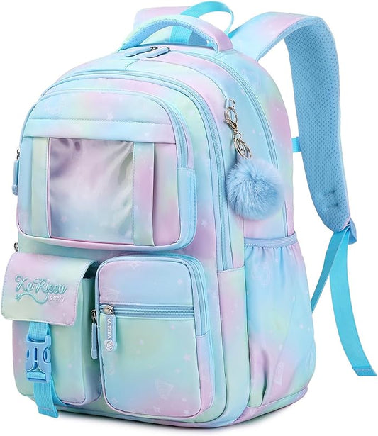 Kids Backpack for Girls - School Bags for Middle School Students - Book Bag for Elementary Primary - Blue