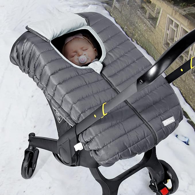 Orzbow Winter Carseat Cover for Baby, Baby Car Seat Cover for Boys & Girls, Warm Infant Car Seat Covers for Cold Weather, Rain & Snow Repellent, Waterproof, Universal Fit, Newborn Must Have, Dark Grey
