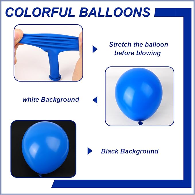 140pcs Dark Blue Round Balloons Different Sizes 18 12 10 5 Inch Latex Balloons for Arch Decoration Party Balloon Kit for Graduation Birthday Party Wedding Balloon Baby Shower Decoration