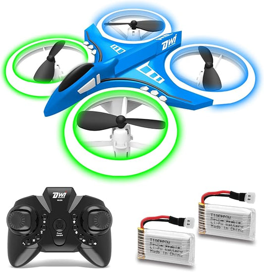 Dwi Dowellin 4.9 Inch Mini Drone for Kids LED Night Lights One Key Take Off Landing Flips RC Remote Control Small Flying Toys Drones for Beginners Boys and Girls Adults Nano Quadcopter, Blue