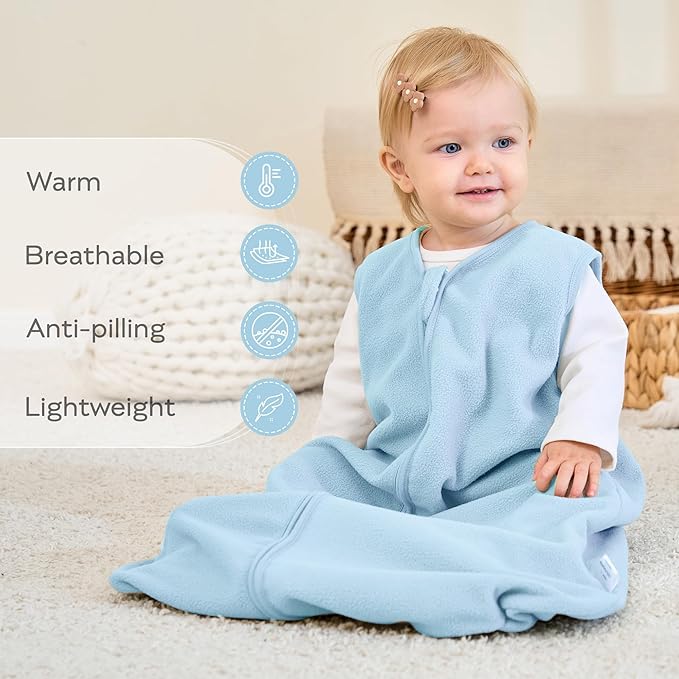 JELLYMONI Fleece Baby Sleep Sack 0-6 Months, 2 Pack 1.5 TOG Baby Wearable Blanket Winter Infant Sleep Sack with 2-Way Zipper, Warm Toddler Sleep Sack
