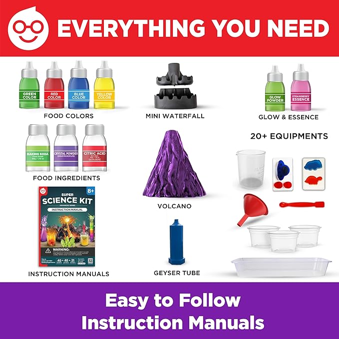 Doctor Jupiter Super Science Kit for Kids Ages 8-12 | Chemistry Set, STEM Toy with 100+ Experiments & Geyser Tube | Birthday Gift Ideas for Boys & Girls 8+ Years Old | Learning & Educational Projects