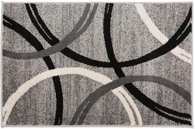 Rugshop Modern Wavy Circles Design Area Rug 2' x 3' Gray