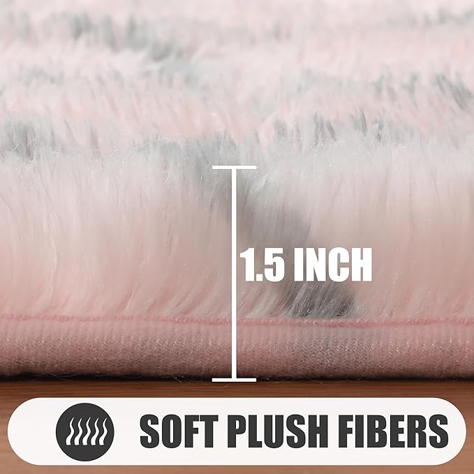 ONASAR 6x9 Area Rugs for Living Room Bedroom, Washable Large Fluffy Pink and Grey Throw Rug, Geometric Soft Plush Shaggy Fuzzy Floor Carpet for Nursery Kids Girls Boys Teen Dorm Home Office Decor