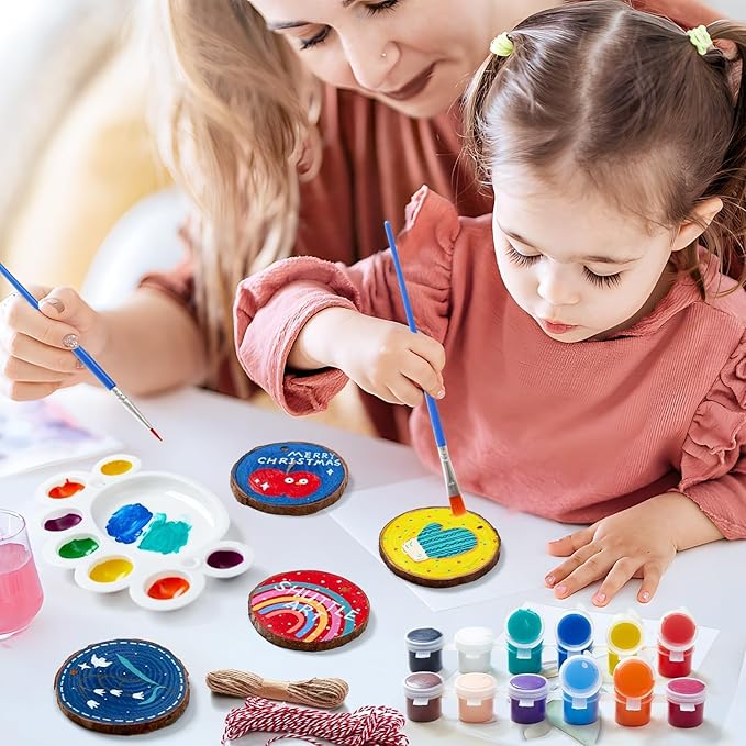 EzaroNexis Mini Acrylic Paint Set for Kids, 30 Pack 12 Colors Washable Kids Paint kit, Perfect for Home Birthday Classroom Party Favors,Painting Canvas,Paper,Wood,Rock & Fabric (420)