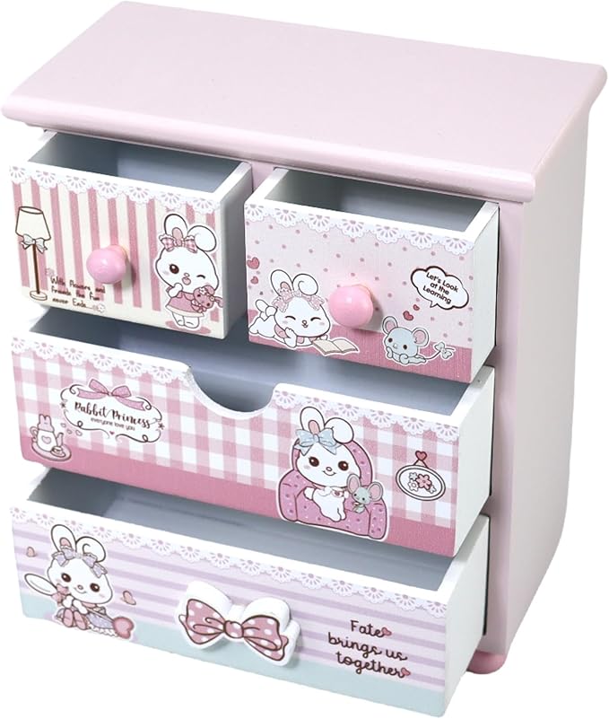 Children Jewelry Box for girls Pink Cute bunny girls jewelry box Little girl birthday christmas Gift kids jewelry box Organizer