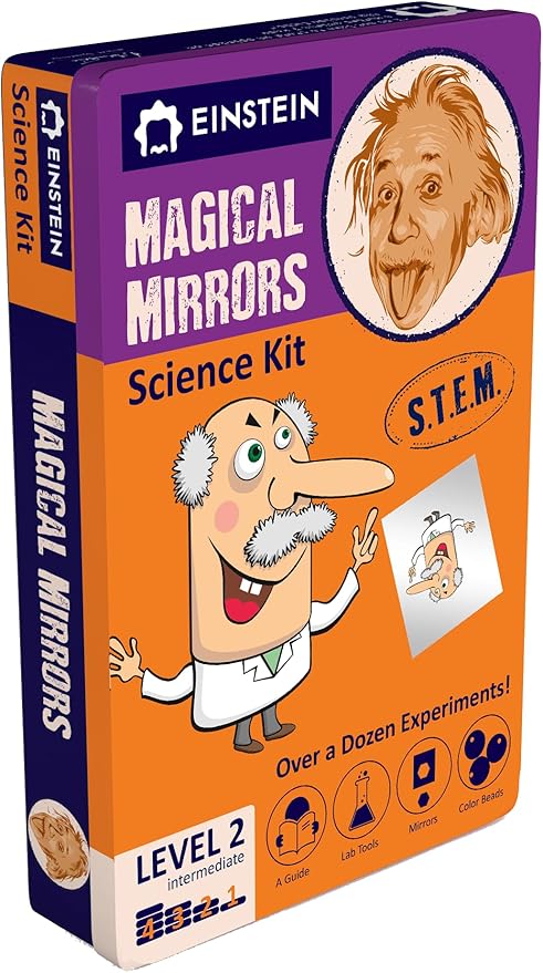 Einstein’s Magical Mirrors LAB Science Kit for Kids. STEM for Boys & Girls Aged 6 and Above. Over a Dozen of Exciting Experiments Inside. Detailed Picture Guide Included. Award Winning Science kit!