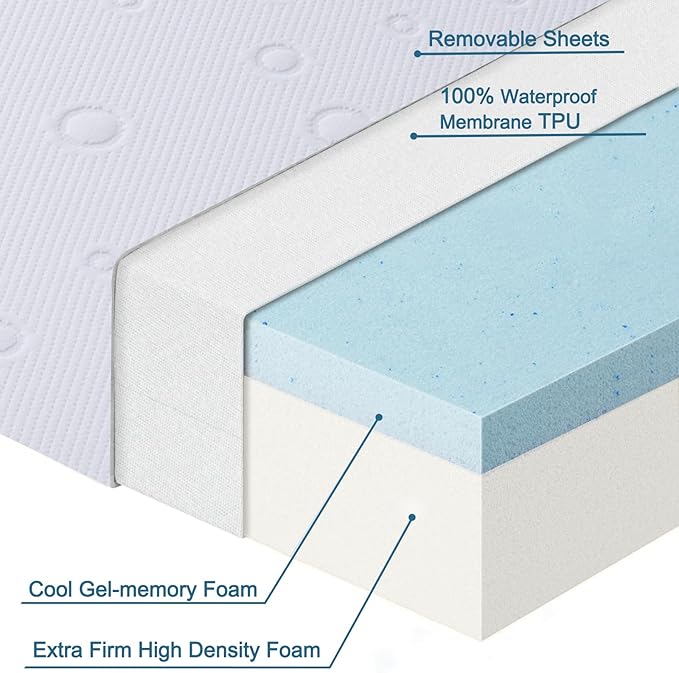 Baby Bassinet Mattress Pad, 41" x 29" x 2" Dual Sided Gel Memory Foam Mattress with Breathable Removable Soft Cover Fit for 4moms Breeze Plus Portable Playard